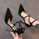 Ciing Women's Dress Classy High Heels Women Spring and Autumn New Pointed Toe Stiletto Sandals Buckle Strap Internet Hot Shoes