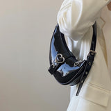 Ciing Crescent Moon Women's Underarm Bag Patent Leather Cool Girls Love Heart Shoulder Bags Luxury Design Female Party Purse Handbags
