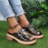 Ciing New Sandals Women Shoes Snake Print Classic Casual Vacation Daily Open Toe Rivets Monk Buckle Comfortable Sandals Plus size 43