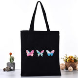 Ciing Women Canvas Shoulder Bag Fashion Butterfly Series Tote Shoppers Bags Eco Organizer Large Handbags Folding Grocery Shopping Pack