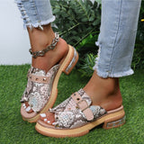 Ciing New Sandals Women Shoes Snake Print Classic Casual Vacation Daily Open Toe Rivets Monk Buckle Comfortable Sandals Plus size 43