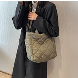 Ciing Casual Plaid Women's Tote Bags Handbags Solid Color Ladies Top Handle Shoulder Bag Large Capacity Fashion Female Crossbody Bags