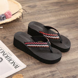 Ciing Shoes Weave Breathable Slipper Women Wedges Flip-flops Beach Home Sandals Women Sock Slippers Slippers for Women
