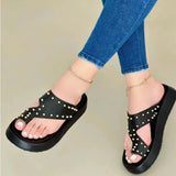 Ciing Women's Rivet Slides Shoes Summer New Slippers Fashion Wedge Beach Sandals Women Outside Platform Leisure Flip Flops