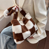 Ciing Winter Women's Bag Soft Plush Tote Large Capacity Designer Handbags For Women Travel Autumn Female Shoulder Shopper Bags