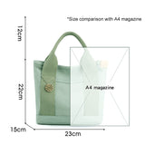 Ciing Casual Canvas Mummy Bags Female Top-handle Bags Large Capacity Bucket Totes Bags Solid Color Women Handbags Daily Shopping Bags