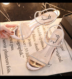 Ciing Fashion Casual Chunky Heels Sandals for Women Summer Elegant Outdoor High Heel Slippers Crystal Sandals Sexy Party Shoes