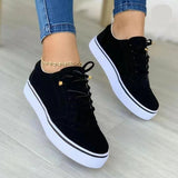 Ciing Women's Shoes New Spring Winter Flats Sport Casual Suede Sneakers Lace Up Plus Size Oxford Mujer Zapatos