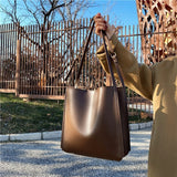 Ciing Quality Women Tote Bag Shoulder Leather Handbag Designer Luxury Totes Large Capacity Solid Color Shopper Bag Women Bolsos