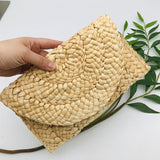 Ciing Corn Straw Woven Bag Ladies Clutch Bags for Women Hand-woven Mobile Phone Clip Bag Coin Purse Female Casual Handbag Solid Color