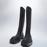 Ciing Women Long Boots Autumn Winter Knee High Boots Fashion Shoes Female Footwear Thigh High Boots Leather Knee-High Motorcycle Boots