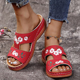 Ciing Summer Sandals Shoes Women Peep Toe Shoes Woman Floral Sandals Woman Comfortable Female Slippers Retro Sandals Zapatillas Mujer