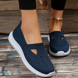 Ciing Soft Bottom Knitted Flat Shoes for Women Summer Breathable Mesh Slip On Sneakers Woman Non Slip Light Casual Loafers 36-42