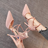 Ciing Women's Dress Classy High Heels Women Spring and Autumn New Pointed Toe Stiletto Sandals Buckle Strap Internet Hot Shoes