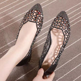 Ciing New Rhinoceros Sandals Women's Flat Fashion Pointed Low Heels Women's Summer Hollowed Out Breathable Women's Large Size Shoes