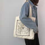 Ciing Women Canvas Shoulder Bag Ladies Casual Handbag Tote Bag Japanes Style Large Capacity Cotton Reusable Zipper Shopping Beach Bag