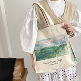 Ciing Extra Thick Canvas Female Shoulder Bag Van Gogh Morris Vintage Oil Painting Zipper Books Handbag Large Tote For Women Shopping