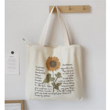 Ciing Vintage Floral Canvas Shoulder Bag Women's Eco Reusable Shopping Bags Kpop Shoulder Bag Girls Flower Vegan Graphic Handbag Tote