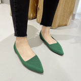 Ciing Summer Knit Fabric Ballet Flats Women Loafers Mesh Flat Shoes Ballerina Moccasin Pointed Toe Office Driving Shoes Plus Size