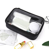 Ciing Black Transparent Travel Cosmetic Bag Fashion Waterproof TPU Toiletry Bag New Makeup Storage Bag Clear Zipper Cosmetic Bag