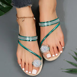 Ciing Sandals Women's Summer New Fashion Beach Sandals Rhinestone Flat Slippers Luxury Sandals Women Designers Designer Shoes