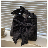 Ciing Large Capacity Canvas Shoulder Bag Summer Fashion Bow Shopper Bags for Women Adjustable Strap Length