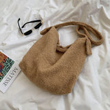 Ciing Large Capacity Women Handbag Shoulder Bag Autumn And Winter Plush Leisure Shopping Bags Fashion Tote Bag Women's Crossbody Bags