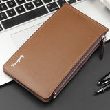Ciing Men Wallet Credit Card Holder Leather ID Card Case Bank Wallet Large Capacity Bifold Clutch Phone Bag Hasp Thin Card Purse