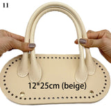 Ciing Handmade Handbag Shoulder Strap Hollow Woven Bag Set Bucket Bag Leather with Bag Bottom Belt with  Bag Handle for DIY Handbag