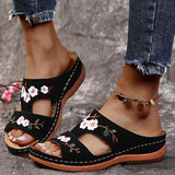 Ciing Summer Sandals Shoes Women Peep Toe Shoes Woman Floral Sandals Woman Comfortable Female Slippers Retro Sandals Zapatillas Mujer