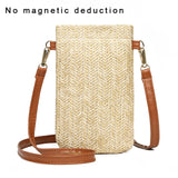 Ciing Fashion Woven Straw Ladies Crossbody Messenger Bag Summer Bohemia Beach Rattan Shoulder Pack Small Solid Mobile Phone Coin Purse