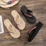 Ciing Shoes Weave Breathable Slipper Women Wedges Flip-flops Beach Home Sandals Women Sock Slippers Slippers for Women