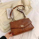Ciing Retro PU Leather Small Flap Crossbody Bags for Women Hit Trend Female Branded Side Shoulder Bag Woman Handbags and Purses