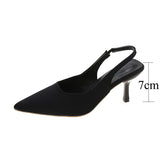 Ciing Women Simple Blue Slingback Pumps Summer Elegant Pointed Toe High Heels Shoes Woman Solid Thin Heel Sandals for Women