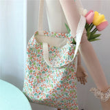 Ciing Cotton Floral Women's Bag Large Canvas Shopping Shoulder Bag For Grocery Reusable Foldable Female Students Books Tote Handbags