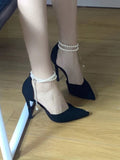 Ciing Vintage Black Pointed Toe Heels Office Lady Slim French Elegant Party Shoes Woman Casual Korean Fashion Pumps Comfort Chic