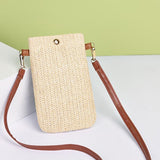Ciing Fashion Woven Straw Ladies Crossbody Messenger Bag Summer Bohemia Beach Rattan Shoulder Pack Small Solid Mobile Phone Coin Purse