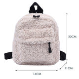 Ciing Casual Plush Women Small Backpack Simple Solid Color Female Autumn Winter Mini Fashion Children School Bags Shoulder Handbags