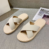Ciing Gladiator Summer Beach Flip Flops Women Sandals Casual Flax Flat Sandalias Mujer Comfy Home Slippers Outdoor Slides Shoes