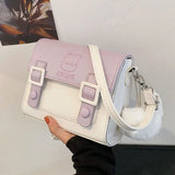 Ciing Kawaii Cat Shoulder Bag for Women Embroidery Cartoon Solid Color Leather Crossbody Bag Female Summer Mobile Phone Package