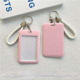 Ciing 1Pc Ins Macaron Bus ID Card Protective Cover Student Meat Keyring Card Campus Access Door Credit Card Holder Bag Set Key Chain
