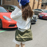 Ciing Casual Canvas Student School Bag Fashion Shoulder Bags For Women Simple Unisex Crossbody Bag Solid Color Travel Messenger Bag