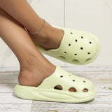 Ciing Perforated Top and Anti-Slip Insole Cyan Women’s Slippers, Cute and Breathable Home Shoes