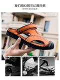 Ciing Sandals Summer Men Leather  Classic Men Shoes Slippers Soft Sandals Men Roman Comfortable Outdoor Walking Footwear