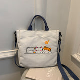 Ciing Korean Cute Bear Canvas Bag Female Shoulder Bag Women Tote Bag Fashion Girl Diagonal Package High Capacity Handbag for Students