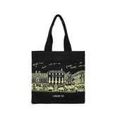 Ciing Large Capacity Tote Bag for Women London Street Scene Store Printed Canvas Shoulder Bag Student Book Bag Fashion Shopping Bag