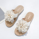 Ciing Rome Bowknot Summer Home Slippers Beach Flip Flops Women Sandals Casual Flax Flat Sandals Cozy Indoor Outdoor Slides Shoes