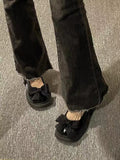 Ciing Round Toe Kawaii Lolita Shoes Woman Casual Elegant Pure Color Bow Pumps Non-slip Korean Style Medium Heel Shoes Chic Summer