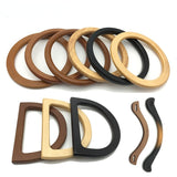 Ciing 1/2Pcs Round D-shaped Wooden Bag Handle Metal Ring Handles for Handbag  Replacement DIY Purse Luggage Handcrafted Accessories