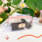 Ciing Clear Makeup Bag Fashion Transparent Travel Portable Mini Wash Storage Bags Strawberry Flower Print Women Zipper Cosmetic Bag